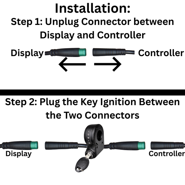 Plug & Play Key Ignition Switch for Macfox eBikes – 5-Pin Julet Display Connector – Includes 2 Keys | Anti-Theft Security