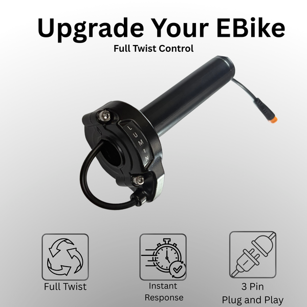 Lum1n Full Twist Throttle for E-Bike (3 Pin Julet) – Macfox Compatible – Surron Style Upgrade – Faster Response & Better Control