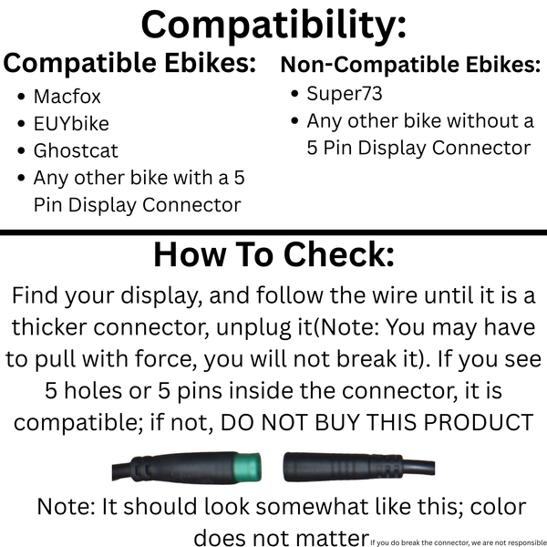 Plug & Play Key Ignition Switch for Macfox eBikes – 5-Pin Julet Display Connector – Includes 2 Keys | Anti-Theft Security